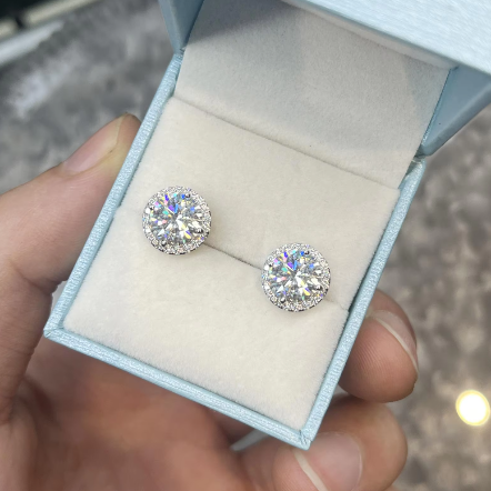 Moissanite Circle Halo Studs