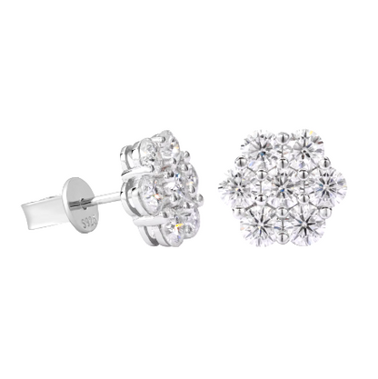 Moissanite Floral Stud